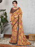 Yellow & Brown Color Georgette Lovely Occasion Wear Sarees OS-96126