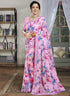 पिंक कलर शिफॉन प्रिटी कैजुअल वियर साड़ी ओएस - 11285