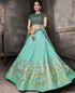 Aqua Blue Color Silk Trendy Indo Western Lehengas OS-95536
