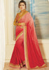Pink & Red Color Jacquard Crepe Designer Embroidered Sarees : Avnira Collection  OS-92902